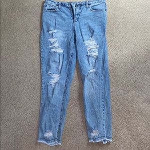 Women's ripped blue jeans